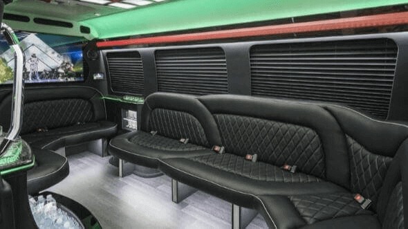 Interior of Charter Bus Company Victorville's 14 Passenger Sprinter Limousine in Victorville