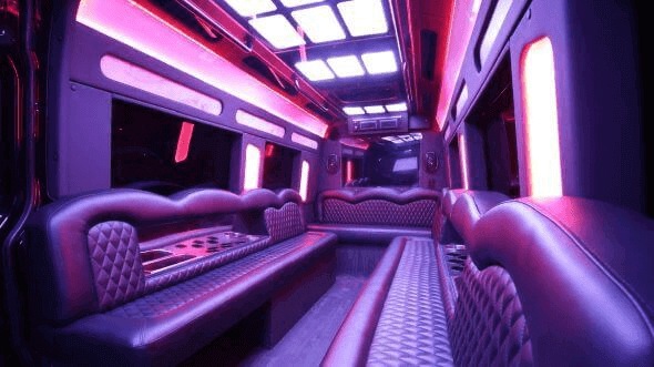 Interior of Charter Bus Company North Las Vegas's 18 Passenger Party Bus in North Las Vegas