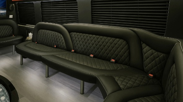 Interior of Charter Bus Company Victorville's 18 Passenger Party Bus in Victorville