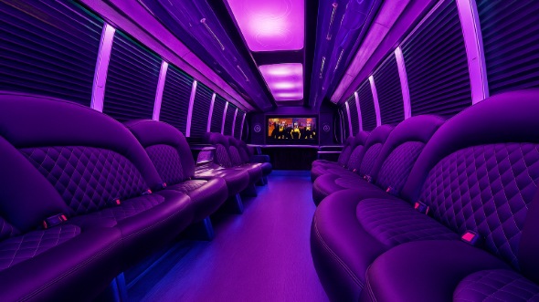 Interior of Charter Bus Company Victorville's 20 Passenger Party Bus in Victorville