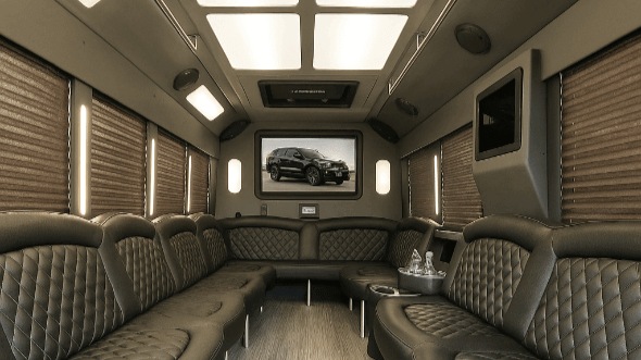 Interior of Charter Bus Company Spring Valley's 25 Passenger Party Bus in Spring Valley