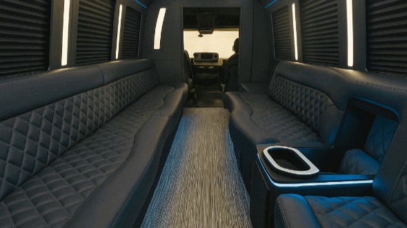 Interior of Charter Bus Company Victorville's 28 Passenger Party Bus in Victorville