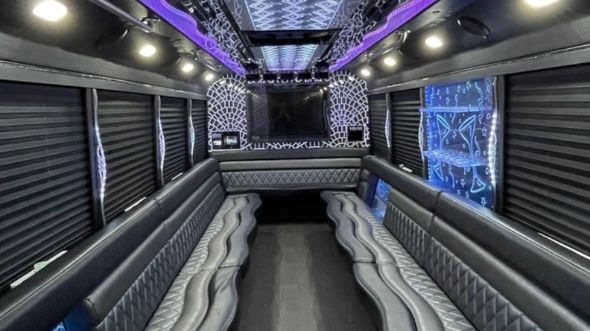 Interior of Charter Bus Company Sunrise Manor's 30 Passenger Party Bus in Sunrise Manor