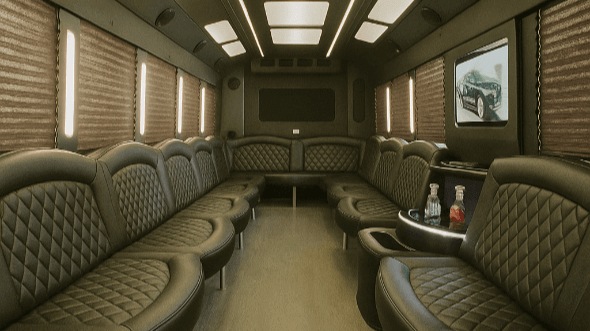 Interior of Charter Bus Company Victorville's 40 Passenger Party Bus in Victorville