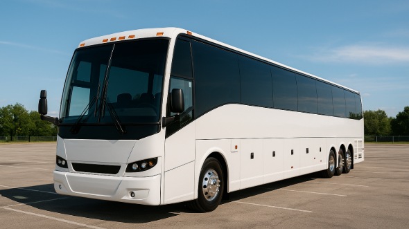 Exterior of Charter Bus Company San Bernardino's 40 Passenger Party Bus in San Bernardino