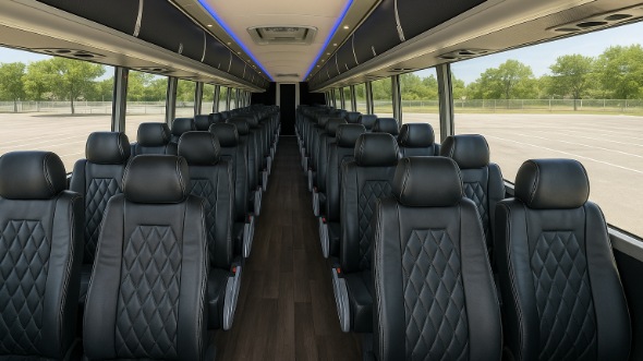 Interior of Charter Bus Company Las Vegas's 55 Passenger Charter Bus in Las Vegas