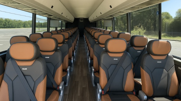 Interior of Charter Bus Company Las Vegas's 56 Passenger Charter Bus in Las Vegas